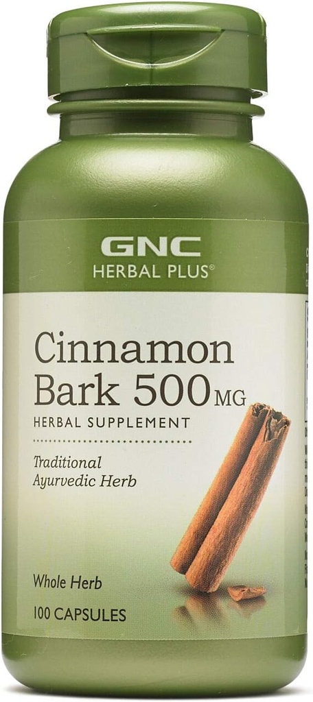GNC Zelišče Plus Cimet Bark 500mg dodatek, Tradicionalni ajurvedski Herb, 100 Serving