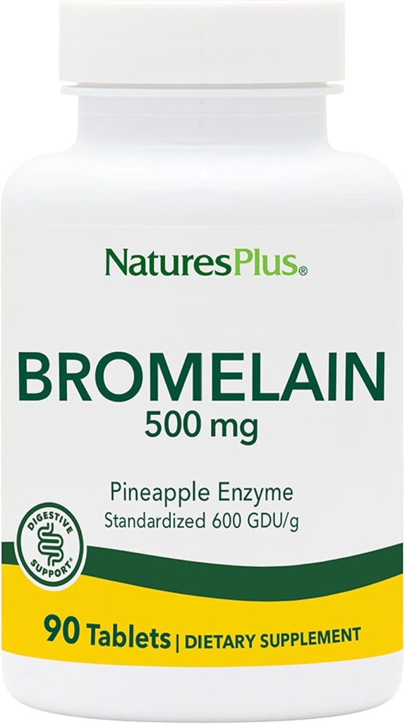 Natures Plus Bromelain - 500 mg, 90 Vegetarijanske tablete - Naravni Proteolitični Enzyme dodatek- Gluten-free - 90 Serving