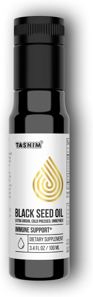 100% etiopsko črnosemeno olje 3.4 Fl Oz - hladno stisnjeno črno seme za imuno podporo, visoka moč 5,7% - 21% Thymokinon Skin, Hair & Overll Health - Nerafinirano črno seme - Gluten Free