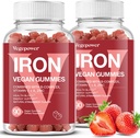 Iron Gummies dopolnila za ženske & otroke - multivitaminski z železno gumijasto za kisik v krvi, Velika degustacija Gummies z vitaminom C za Max Absorpcija, Vegan žvečilni (180 Count, Jagoda)