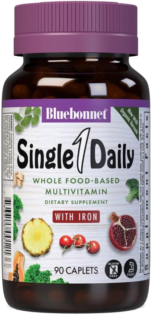BlueBonnet Super Earth Single Daily Multi-Nutrient Formula Železni Caplets, 90 Count Green
