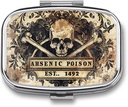Metal 2 Compartment tablete Organizator Potovanja prijazno Prenosni Compact tablete Box Luštna tablete Primer za zadrževanje vitaminov,Ribje olje,Dodatki,Meds,Tablet za torbice,Pocket. (1492.)