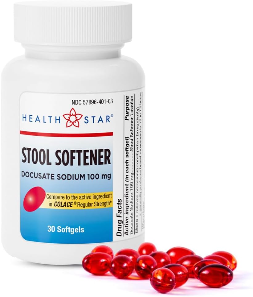 GeriCare Stool Softener Docusate Natrij 100 mg, Odvajalo, 30 Število (paket po 1)