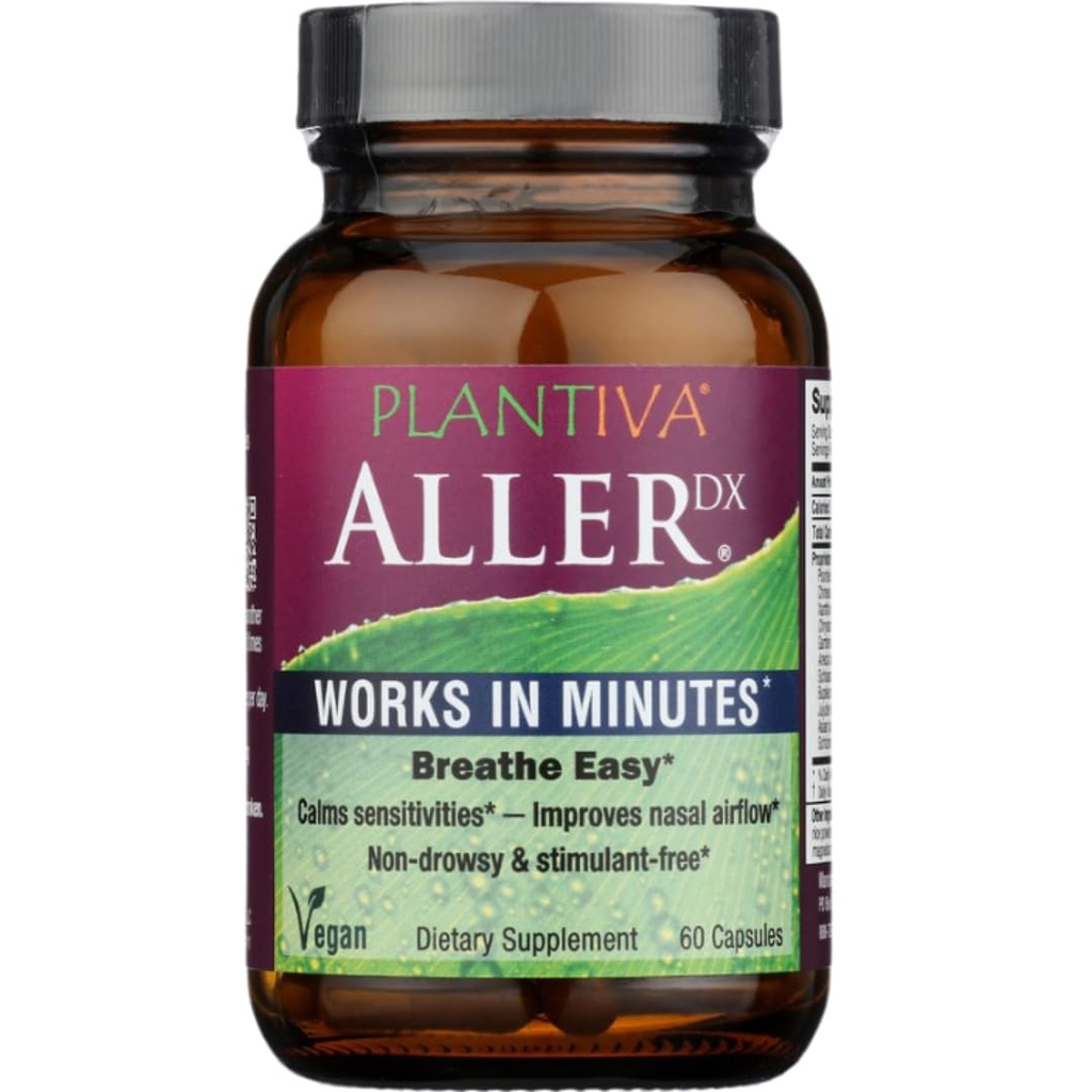 AllerDx Natural Herbal Seasonal Supplement - nezadržna, Stimulant brezplačno, hitro delujoča dihalna podpora - 60 kapsul