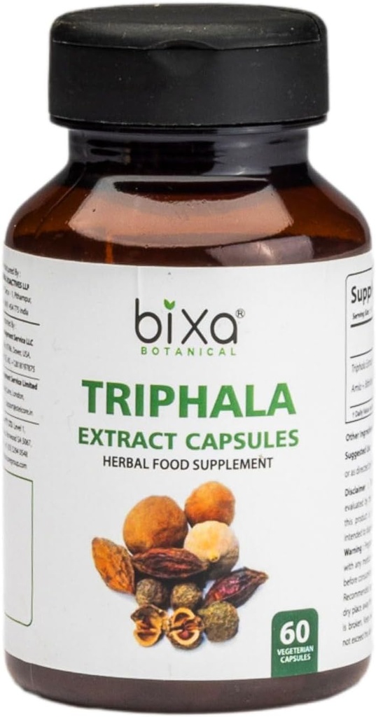 Bixa BOTANICAL Ayurvedic Natural Herbal Supplement Triphala Extract kapsula za zdravo prebavljanje in absorpcijo hranil (Amla + Haritaki + Bibhitak) (60 število (Pack of 1))