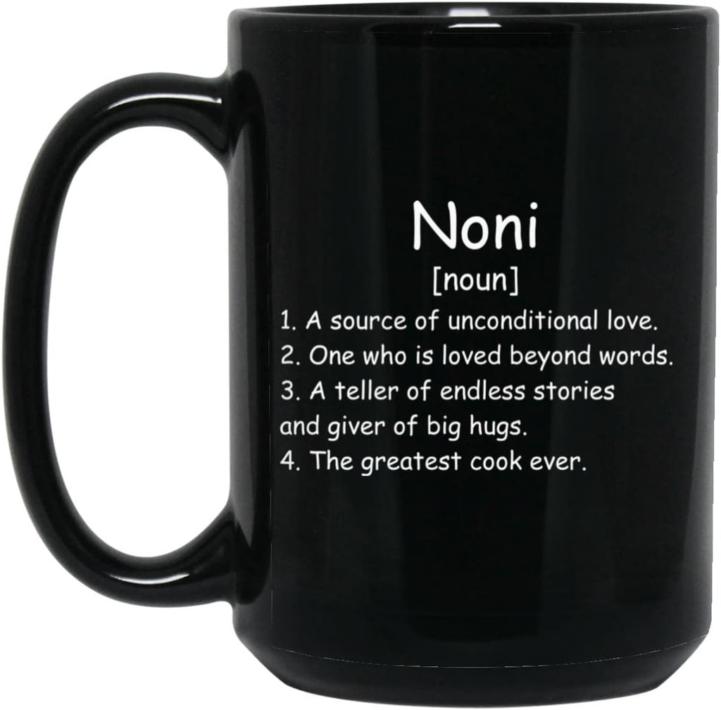 Noni Noun Coffee Mug (črna) - Noni Definition Mug - Darilo za Noni - Noni Darila za Noni - Materinski dan Darilo - Božična darila 15oz
