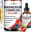 Magnezij Glycinate Liquid 400mg, visoka absorpcija Magnezijev kompleksni suplemen z vitaminom B6, D, C za podporo spanja, mišice, živcev zdravje, ne-GMO Gluten prost Vegan (2 Fl Oz / Strawberry)