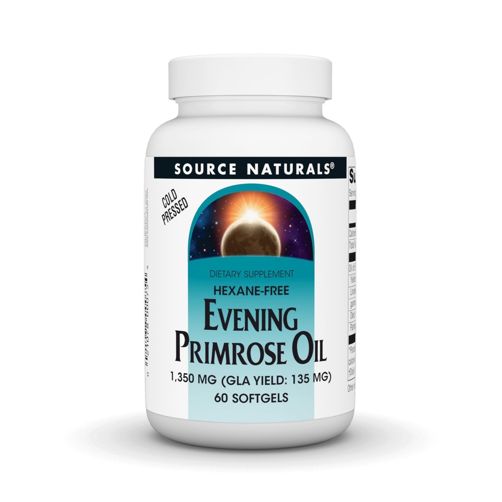 Vir Naturals Evening Primrose Oil - Hexane-free - 1350mg - GLA Yield: 135 mg - Cold-Presed - 60 Softgels