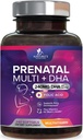 Predporodni vitamini s folno kislino & DHA, fetalni razvoj možganov s Folate & Omega 3's, Prenatalni multivitamin za ženske, vitamin A, C, D, B6, B12 & železo, dodatek za nosečnost - 240 Softgels