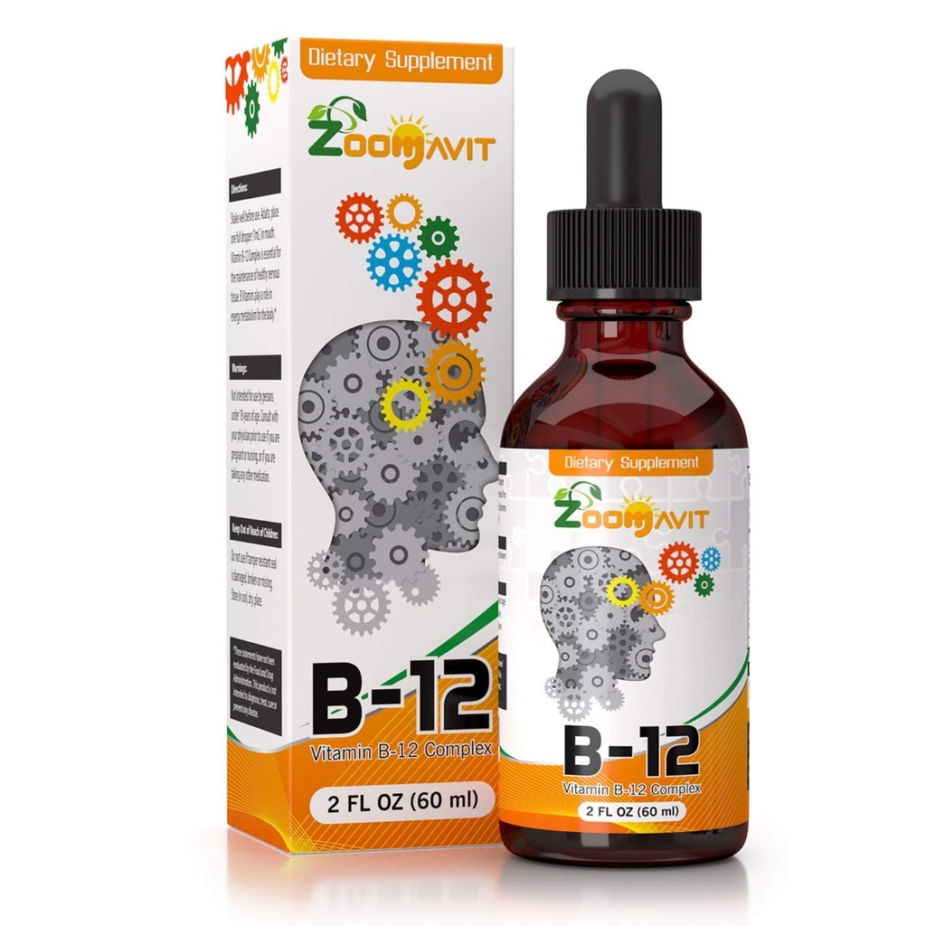 Vitamin B Kompleksne tekoče kapljice s hitro absorpcijo - Super B Tekoči kompleksni vitamini B2, B3, B5, B6 in B12 - Naravna energija Boost, mentalno fokus in zdrav imunski sistem