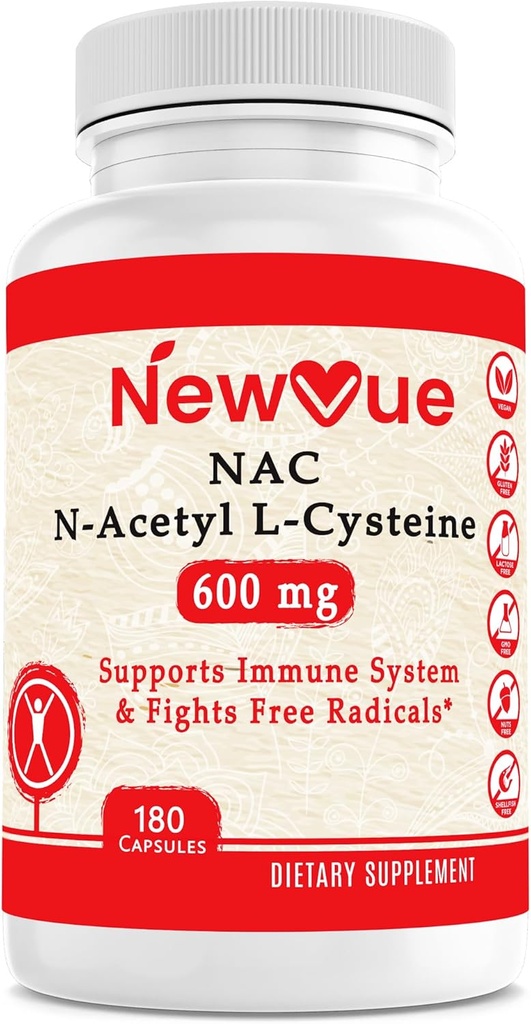 N-acetil L-cistein (NAC) 600 mg, 180 kapsul - brez glutena