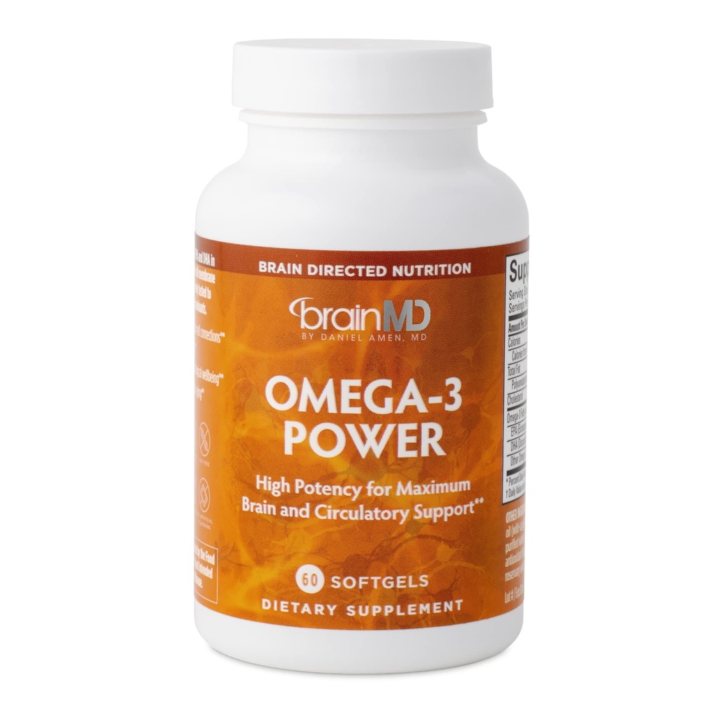 BRAINMD Dr. Amen Omega-3 Moč - 60 kapsul - Joint & Immune Support Supplement - vsebuje DHA & EPA - Gluten Free - 30 Servingov