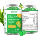 2 Pack Organic Irish Sea Moss Gumies s črnim oljem, klorofil - ščitnica, Mood, Energy & Imuna Support - ženske in moški, odrasli in otroci - 120 Vegan Gumies