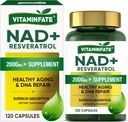 NAD+ Dodatek 2000 mg - 120 kapsul True NAD+ & Resveratrol, NMN Alternativne podpore za preprečevanje staranja, celično energijo in popravila, Presnova in povečanje možganov za moške in ženske