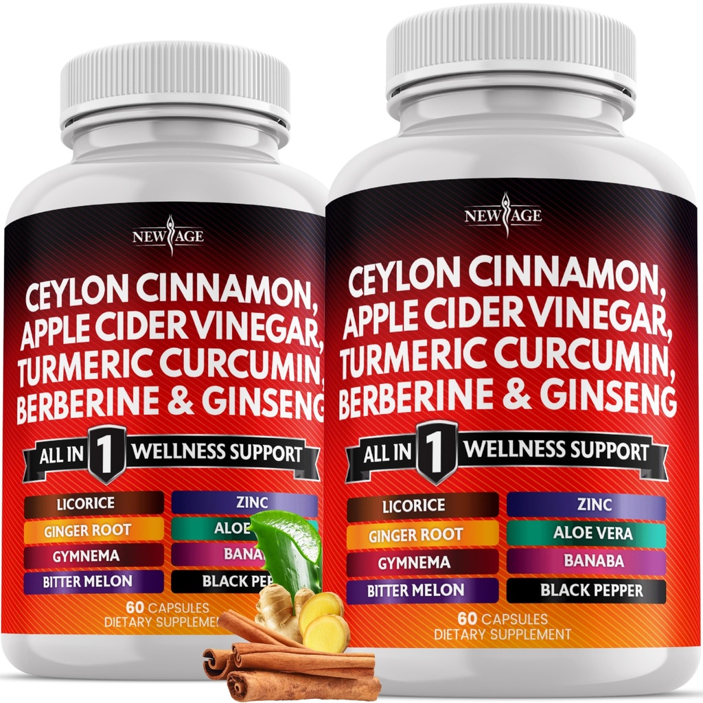 Ceylon Cinamon, Kurkuma, Apple Cider Vinegar, Ginseng, Aloe Vera, Berberine Plus Banaba, Ingver Root - 120 Count