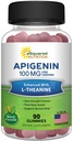 Apigenin 100mg z L-teanino 100mg Gumies - Apigenin dodatek za spanje - naravni ekstrakt Gummy alternativa za kapsule, tablete, prašek in čaj - 2 na postrežbo
