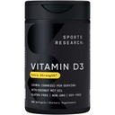 Sports Research® Vitamin D3 w/Coconut MCT Oil - Visoka jakost Vitamin D3 5000iu (125mcg) Dodatek za podporo imunskemu in kostnem sistemu - Seed Oil Free - Non-GMO - Gluten Free (360 tekočih softgels)