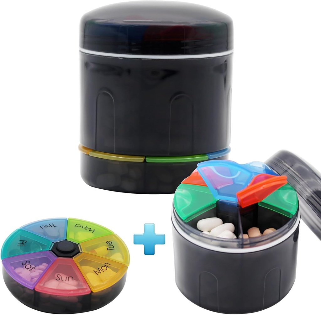 Ekstra velik prenosljiv primer tablete z dvojnimi plasti 7 Kompartmenti Medicine Box Mesečne tablete Organizator (Velika steklenica)