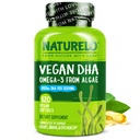 NATURELO Vegan DHA - Omega 3 Olje iz alge - dopolnilo za možgane, srce, skupno, zdravje oči - zagotavlja bistvene maščobne kisline za ženske moške in otroke - dopolnila Prenatalne vitamine - 120 Softgels