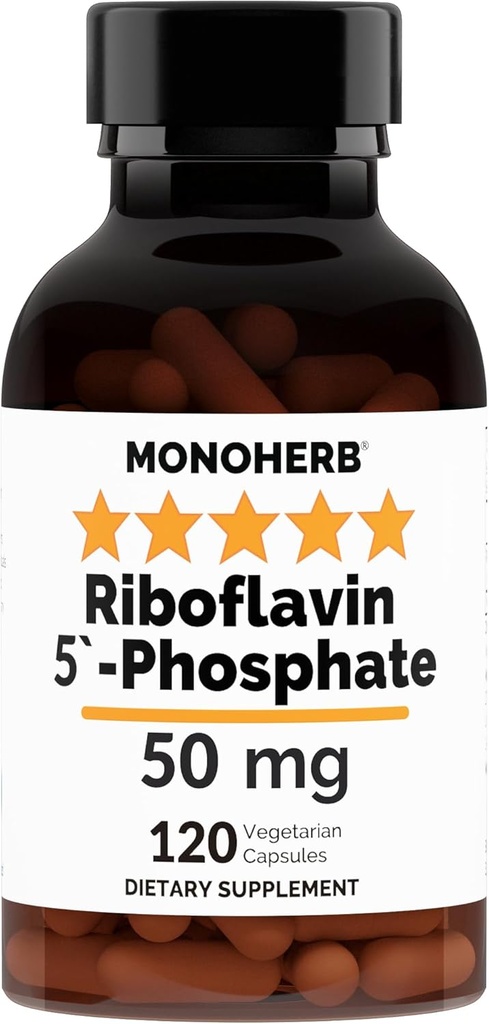 MONOHERB Riboflavin 5'-Fosfat 50 mg - 120 vegetarijanskih kapsul - bioaktivni vitamin B2
