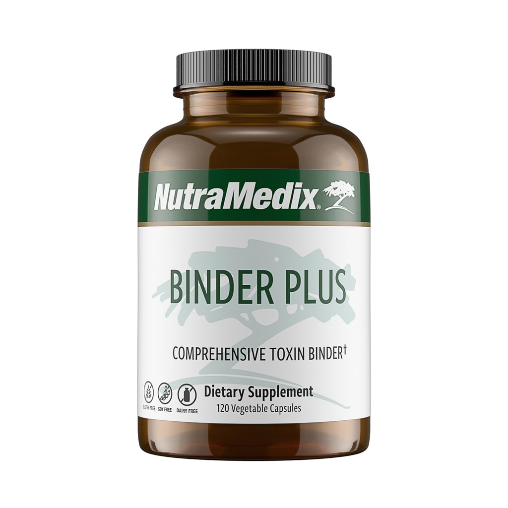 NutraMedix Binder Plus - celovit razstrupljevalnik toksinov in telesa - predbiotična podpora antioksidantom + inulin, bentonit, Aloe Vera, aktiviran oglje, fulvični minerali in hitosan (120 kapsul)