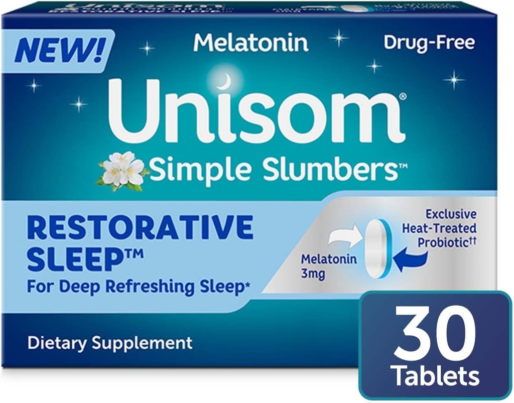 Unisom Enostaven Slumbers Restorativne tablete za spanje 30-Count, Melatonin 3mg