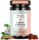 Winged Wellness Calm & Colleed, Stress Relief Gummies - Stress podpora dodatek z KSM-66 Ashwagandha, L-Theanine, GABA & Passionflower - Vegan & Gluten-free Gummy - Raspberry, 42 Count