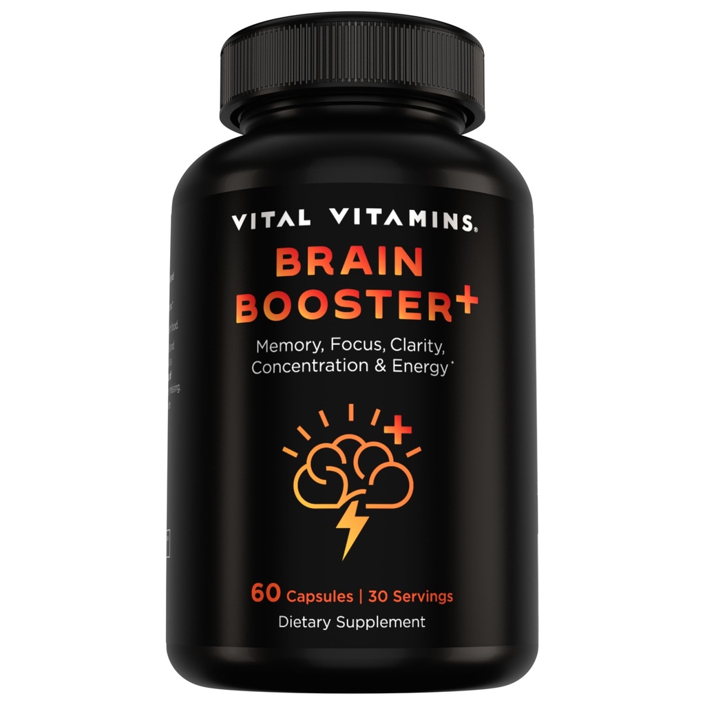 Vital Vitamini Nootropični možganski dodatek Plus - za spomin, Fokus, Koncentracija, Neuro Energy, Jasnost - z Levje grivaste gobe - 60 Kapsule
