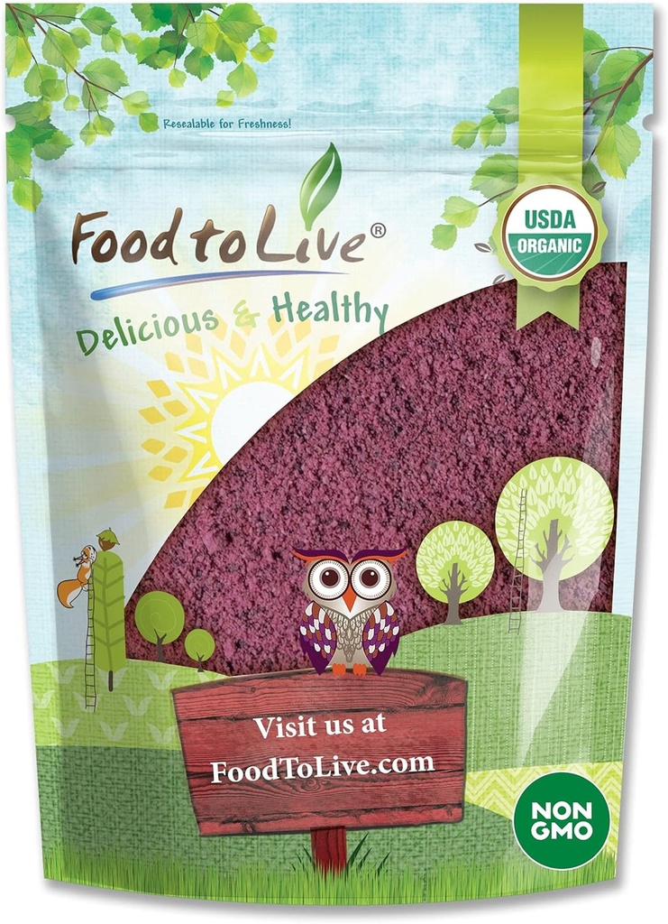 Živilo - Ekološki sok iz črnega bezga, 12 Ounces Non-GMO, izdelan iz surovih sušenih jagod, nesulfatiran, vegan, razsutem stanju, super za peko, napitki, jogurti, brez sulfitov, Vsebuje maltodekstrin