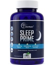 Spanje Prime Vegan Naravna pomoč za spanje za odrasle Dodatna moč - Globoko spanje dodatek - Zeliščne uspavalne tablete - Stres Relief - Melatonin, GABA - 60 Veggie caps