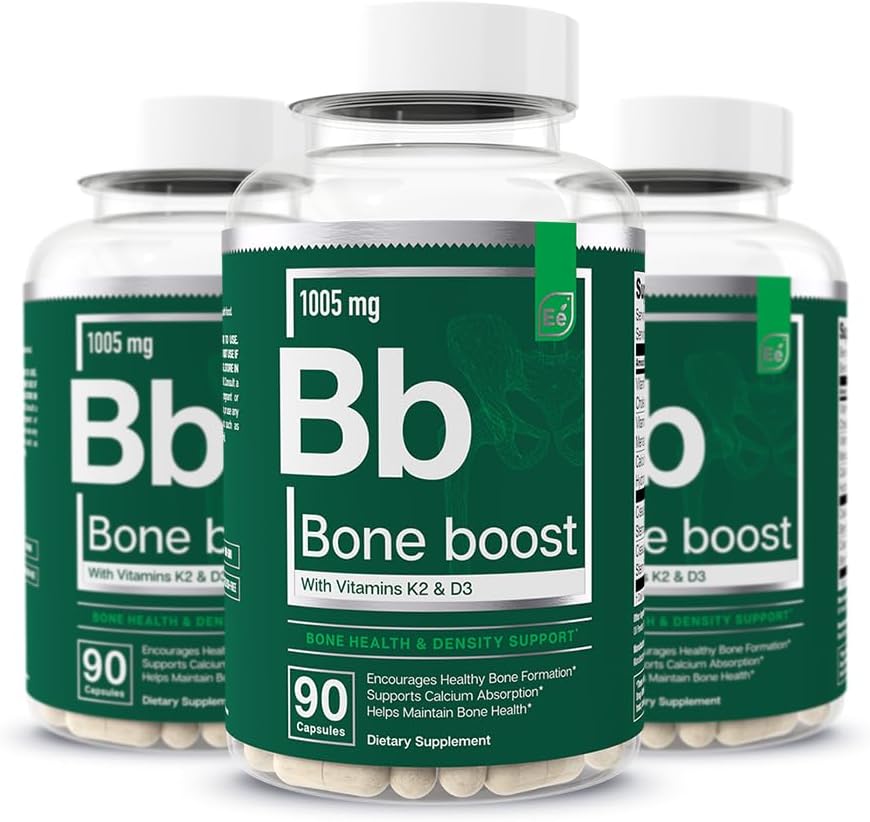 Essential Elements Boost Boost Health Supplement - Podpora kosti in kalcij dodatek z vitaminom D 3, K2, Cissus Quadrangularis za moč kosti - 270 Kapsule (oskrba 90 dan) (3-Pack)