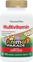 NaturesPlus Animal Parade Gold otroški žvečljivi multivitamin - naravna češnjeva aroma - 120 Animal Shaped-Tablets, pakiranje 2 - z vitaminom D3, K2 & probiotiki - 120 Total Servings