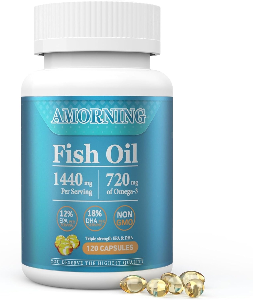 Ribe-Oil Omega3-EPA DHA-dodatek Burpless-Softgels - 120Capsules 1440 mg na Serving Mini velikost Zdrave srčne podpore Maščobne kisline Dopolnilo pomaga ohraniti zdrave ravni trigliceridov