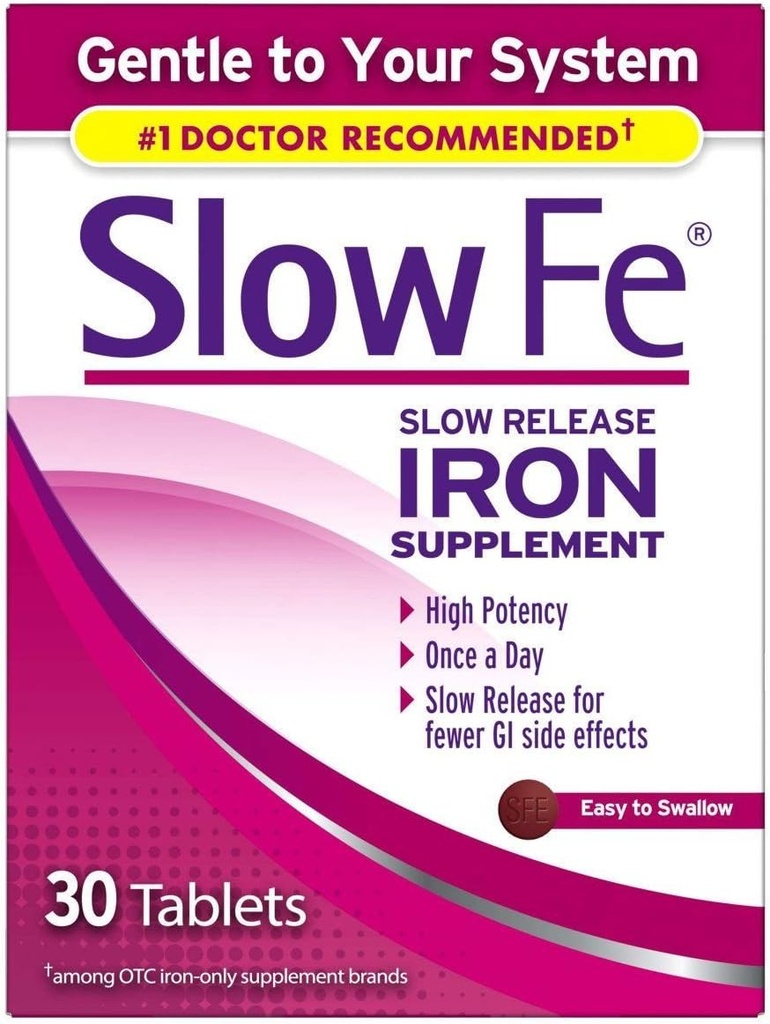 Slow Fe Slow Release Iron dodatek - 30 tablet, pakiranje po 4