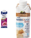 Nepro Nutrition Shake za bolnike z dializo z 19 g beljakovinami, 420 kalorijami, mešanimi jagodami, 24 števili in NOVASURCE-vo ledvično formulo za bolnike z dializo s 475 kalorijami, 22 g beljakovinami, Mocha, 24 števili