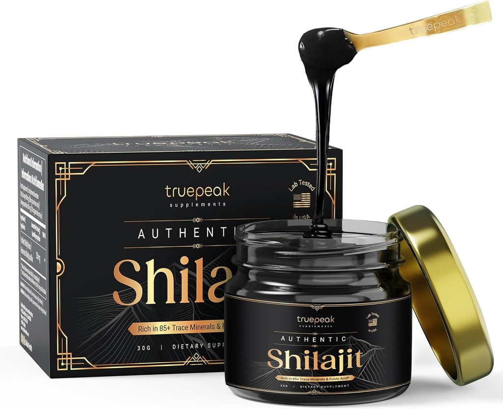 Himalajski Shilajit Resin - zlata stopnja, US-Lab preverjena&tested, 500 mg maksimalna moč, 85 Trace minerali s Fulvic & Humic Acid, Energy & Immune Support, 30g