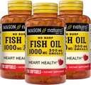 Mason Natural No Burp ribje olje 1000 mg Omega,3 300 mg, Podpira normalno zdravje srca, 100 Softgels (paket 3)