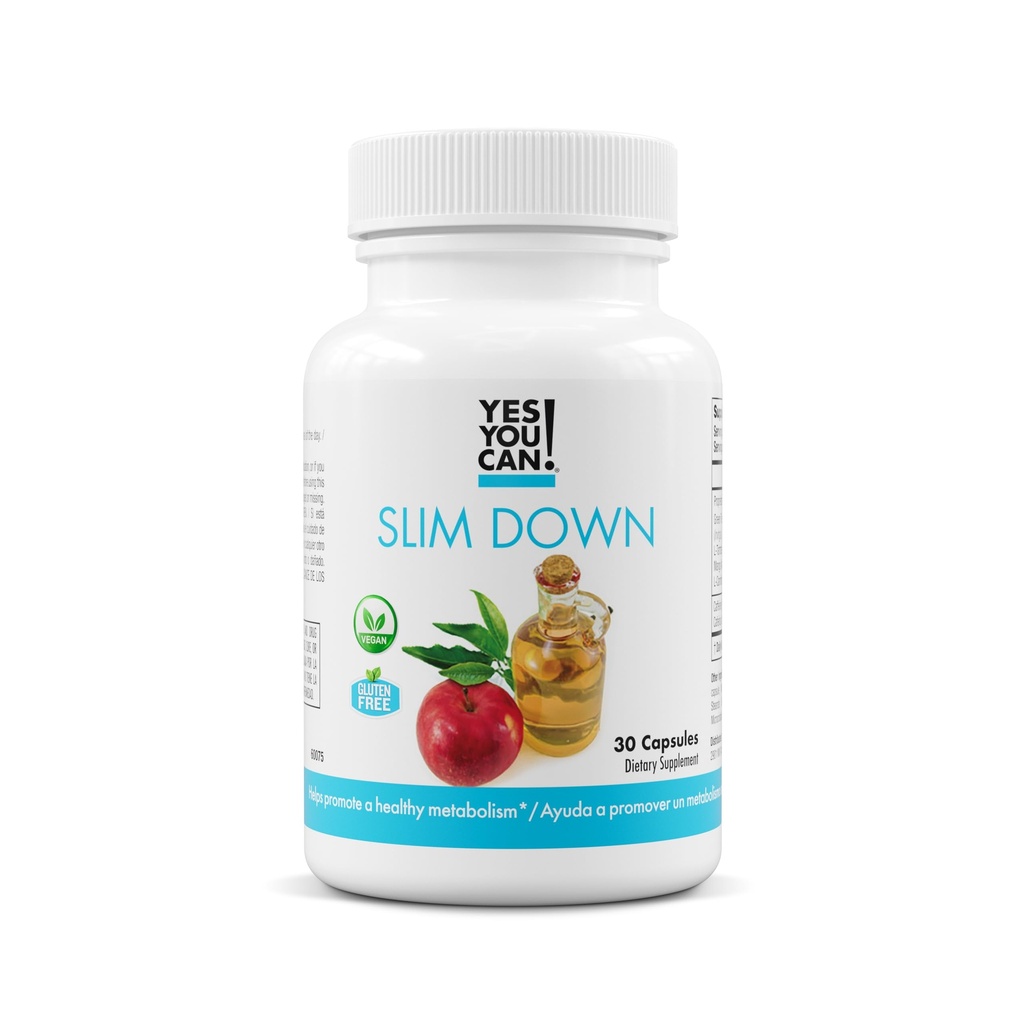 Da, lahko! Slim Down prehranski dodatki - z afriškim mangom, L-karnitinom, jabolčnim kisom, izvlečekom zelenega čaja in kofeinom, pridobljenim iz ekstrakta semen Guarana, 30 kapsul/1 mesec