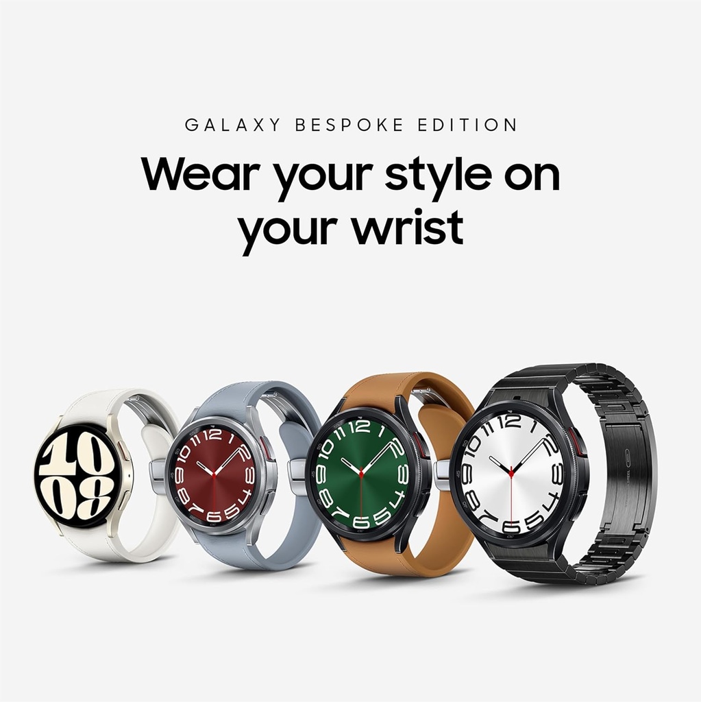 SAMSUNG Galaxy Watch 6 Bespoke Edition 47mm Exclusive Bluetooth Smartwatch, Health, Fitness, Sleep, HR Tracker, Izboljšana baterija, Safir Crystal Glass, ameriška različica, Black D-Buckle Band, Hybrid Camel