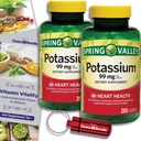 Choice Bundle Spring Valley Kalij Heart Health Supplement Caplets 99 mg 250 CT 2 pk (500 skupaj) + “Vitamin Vitality” Vodnik & Keychain Pill Container (4 Izdelki)!