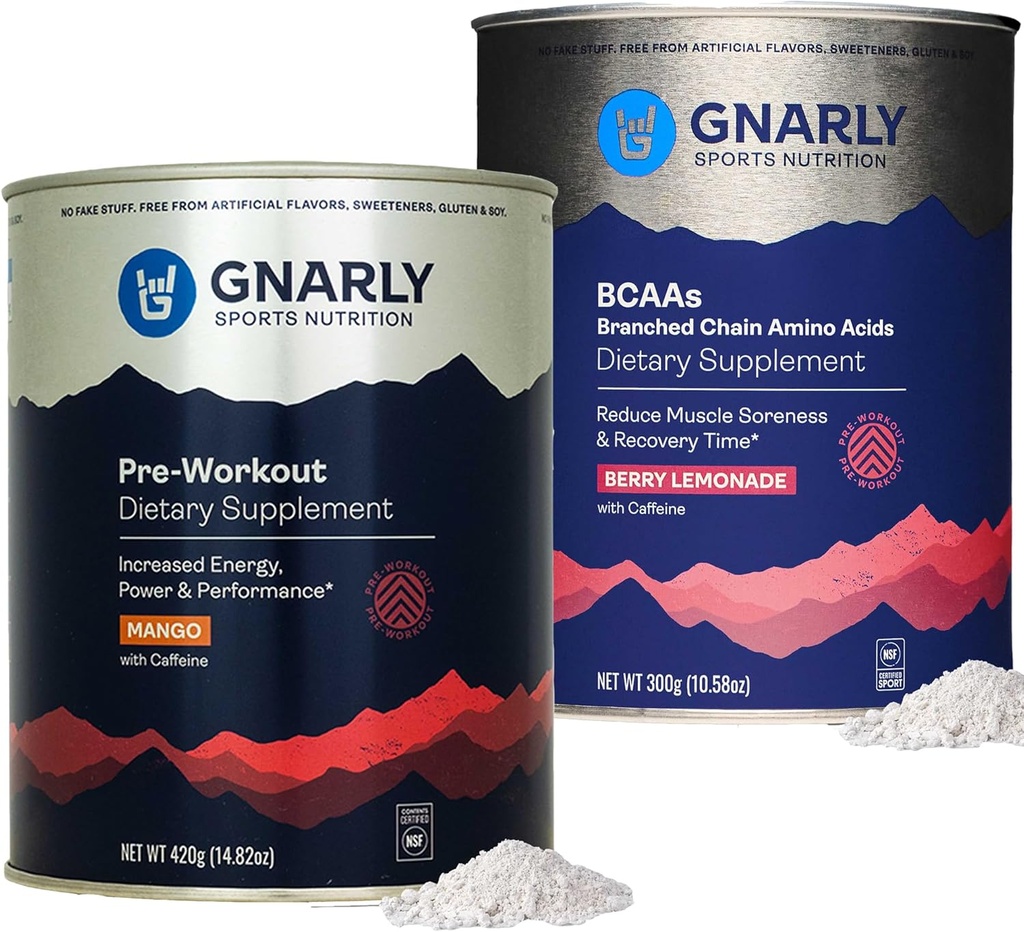 Gnarly Preworkout Mango (14.82oz) BCAA Berry limonada (10.58oz)