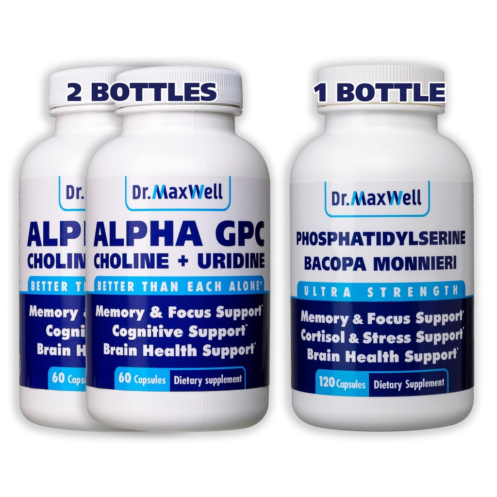Alpha GPC in uridin 2X 60 kapsule + fosfatidilserin in Bacopa 1x 120 kapsule, 2 meseca