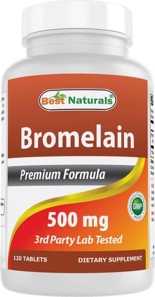 Best Naturals Bromelain Proteolitične prebavne encime dopolnila, 500 mg, 120 Tablete - Podpira zdravo prebavo, skupno zdravje, Absorpcija hranil