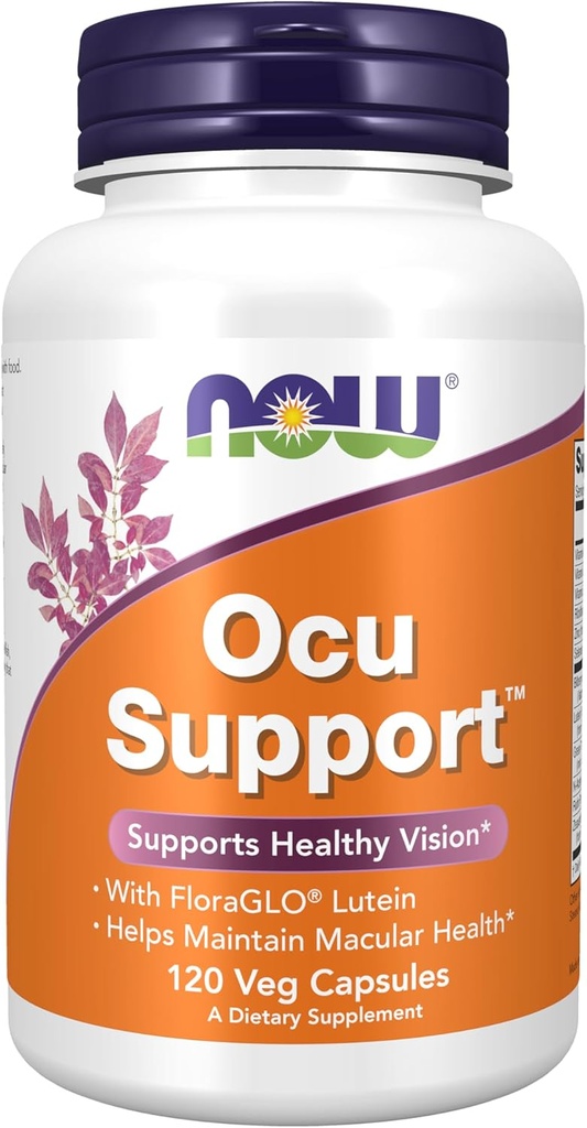 NOW Foods Supplements, Ocu SupportTM z FloraGLO® Lutein, plus vitamini A, C in E, 120 Veg kapsule