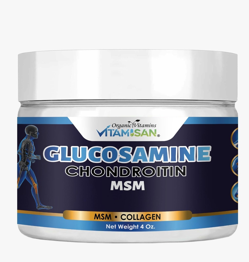 VITAMISAN Premium Organic Glukozamin & Chondroitin Cream z MSM, Arnica, & Collagen