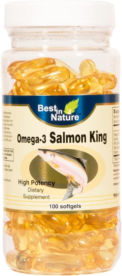 Omega-3 Salmon King Ribje olje 1000mg 100softgels - visoka jakost EPA/DHA. Omega-3 Maščobne kisline
