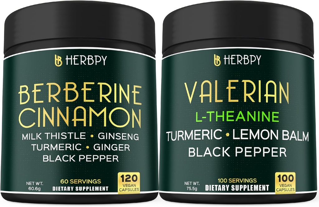 Bundle 7in1 Berberine HCl 97% & 5in1 Valerian Root Supplement