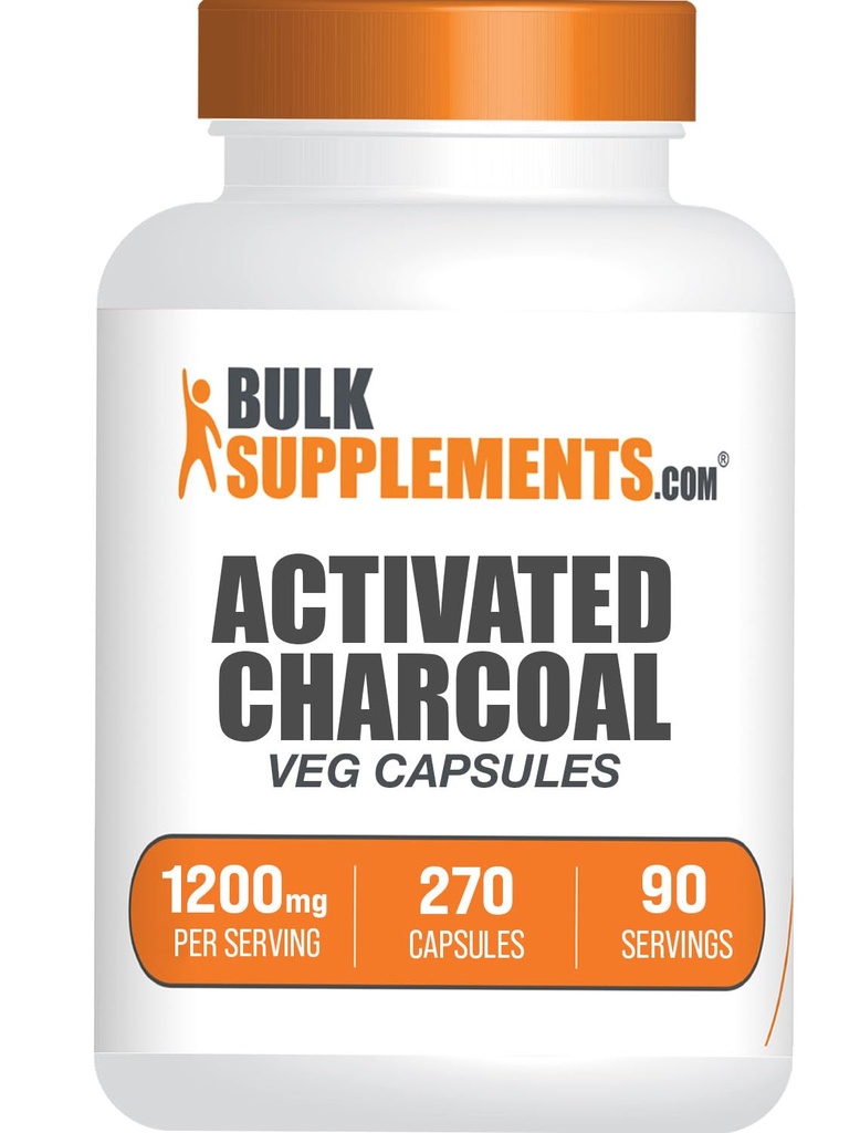 BulkSupplements.com Aktivirane Charcoal kapsule - kokos Charcoal, aktiviran Charcoal za podporo ledvic, aktivirane Charcoal tablete - Vegan, 3 kapsule na serviranje (1200mg), 270 Veg kapsule