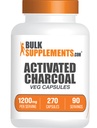 BulkSupplements.com Aktivirane Charcoal kapsule - kokos Charcoal, aktiviran Charcoal za podporo ledvic, aktivirane Charcoal tablete - Vegan, 3 kapsule na serviranje (1200mg), 270 Veg kapsule