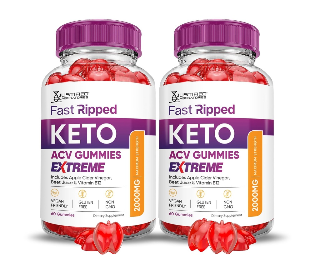 (2 paket) Hitri Keto ACV Gummies Extreme 2000MG Hitri Ripped Keto Gummies Apple Cider Vinegar Oblikovan z Granatni beet Juice v prahu B12 Vegan Non GSO 120 Gummies